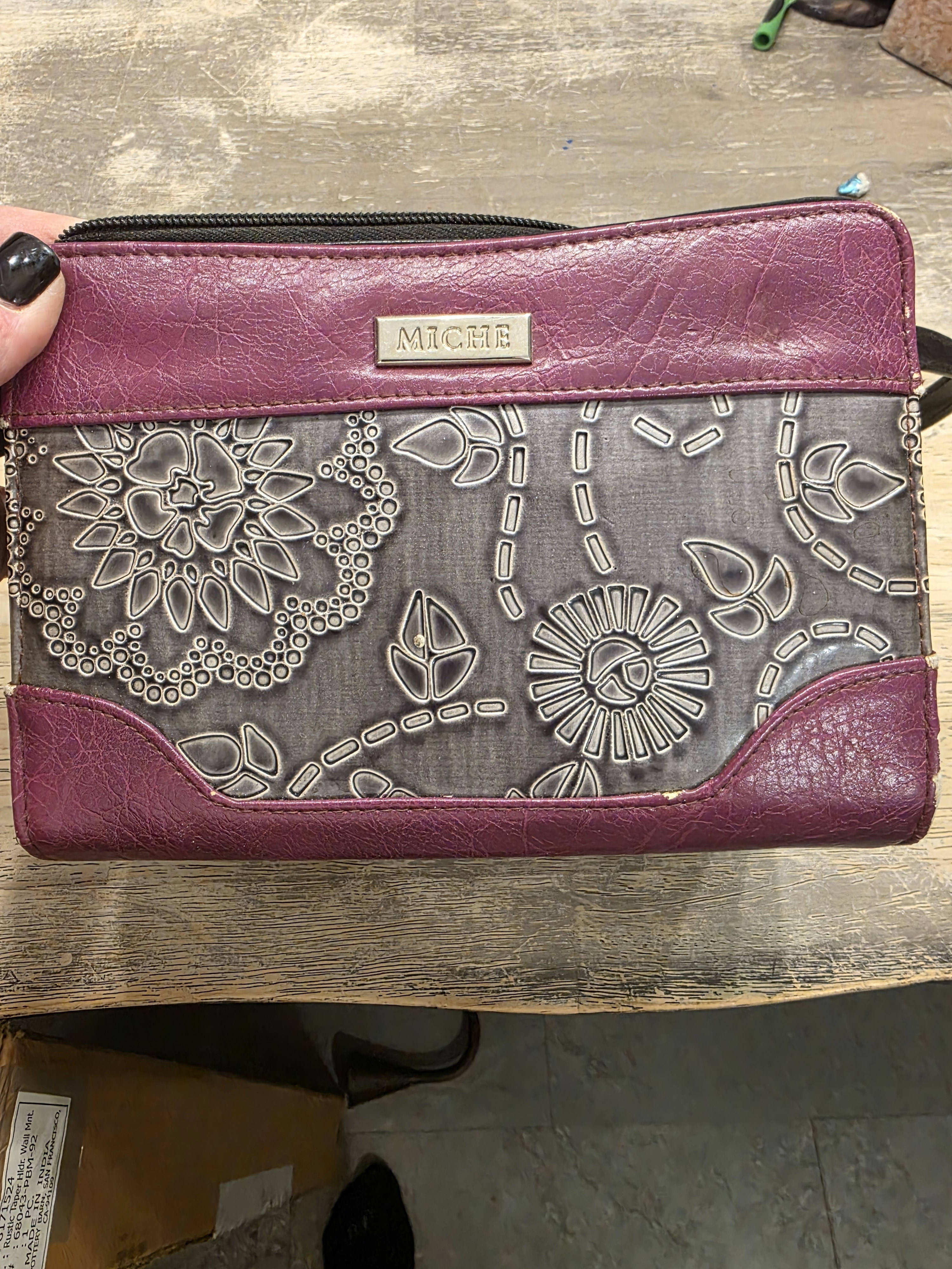 Miche Women's Embossed Floral Purse - Plum And Gray